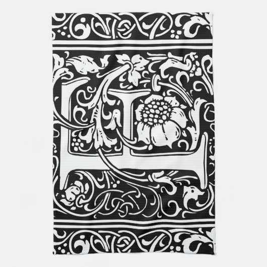 Letter F Middeleeuws Monogram Art Nouveau Theedoek (Verticaal)