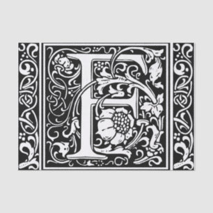 Letter F Middeleeuws Monogram Art Nouveau Tissuepapier