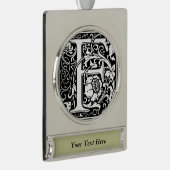 Letter F Middeleeuws Monogram Art Nouveau Verzilverd Banner Ornament (Rechts)