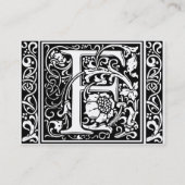 Letter F Middeleeuws Monogram Art Nouveau Visitekaartje (Achterkant)