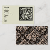 Letter F Middeleeuws Monogram Art Nouveau Visitekaartje (Voorkant / Achterkant)