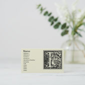 Letter F Middeleeuws Monogram Art Nouveau Visitekaartje (Staand voorkant)