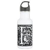 Letter F Middeleeuws Monogram Art Nouveau Waterfles (Voorkant)