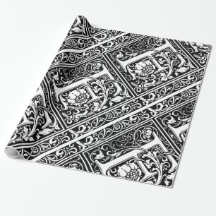 Letter F Middeleeuwse Monogram Art Nouveau Cadeaupapier