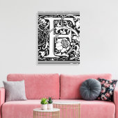 Letter F Middeleeuwse Monogram Art Nouveau Canvas Afdruk (Insitu (Woonkamer))