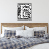 Letter F Middeleeuwse Monogram Art Nouveau Canvas Afdruk (Insitu (Slaapkamer))