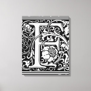 Letter F Middeleeuwse Monogram Art Nouveau Canvas Afdruk