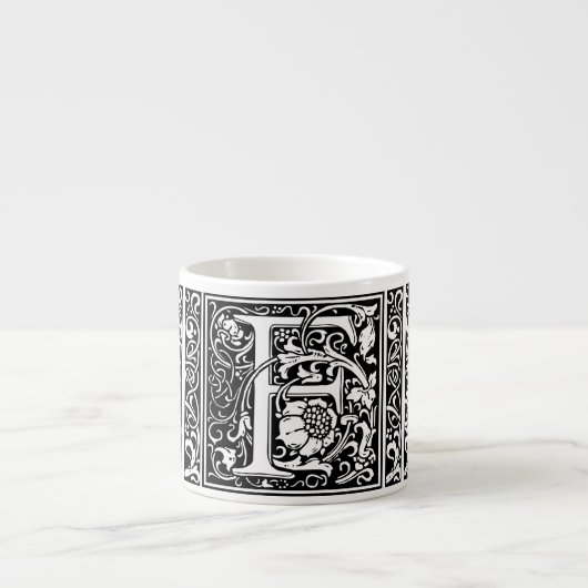 Letter F Middeleeuwse Monogram Art Nouveau Espresso Kop (Voorkant)