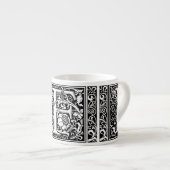 Letter F Middeleeuwse Monogram Art Nouveau Espresso Kop (Voorkant rechts)