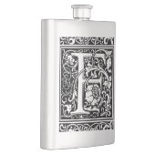 Letter F Middeleeuwse Monogram Art Nouveau Heupfles (Rechts)