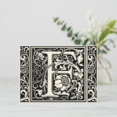 Letter F Middeleeuwse Monogram Art Nouveau Kaart (Staand voorkant)