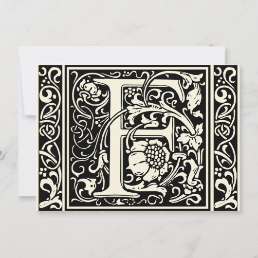 Letter F Middeleeuwse Monogram Art Nouveau Kaart (Voorkant)