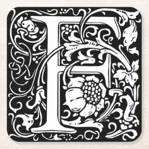 Letter F Middeleeuwse Monogram Art Nouveau Kartonnen Onderzetters