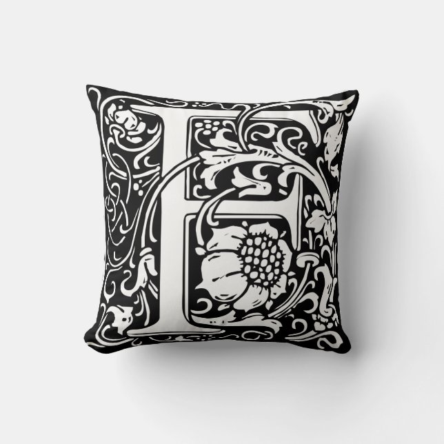 Letter F Middeleeuwse Monogram Art Nouveau Kussen (Voorkant)
