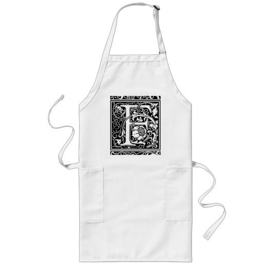 Letter F Middeleeuwse Monogram Art Nouveau Lang Schort (Voorkant)