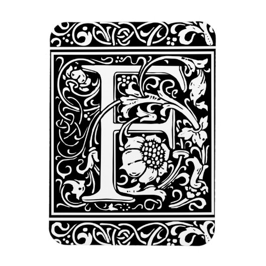 Letter F Middeleeuwse Monogram Art Nouveau Magneet (Verticaal)
