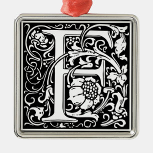 Letter F Middeleeuwse Monogram Art Nouveau Metalen Ornament
