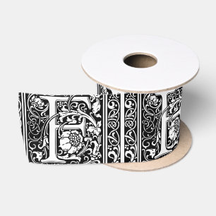 Letter F Middeleeuwse Monogram Art Nouveau Satijnen Lint