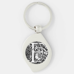 Letter F Middeleeuwse Monogram Art Nouveau Sleutelhanger