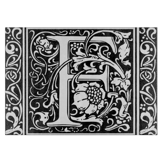 Letter F Middeleeuwse Monogram Art Nouveau Snijplank (Voorkant)