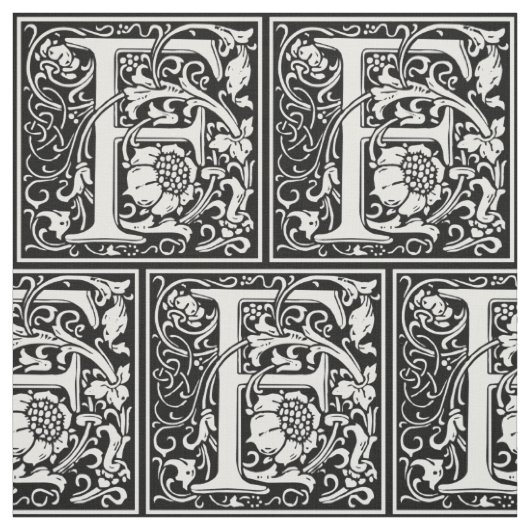 Letter F Middeleeuwse Monogram Art Nouveau Stof (Swatch)