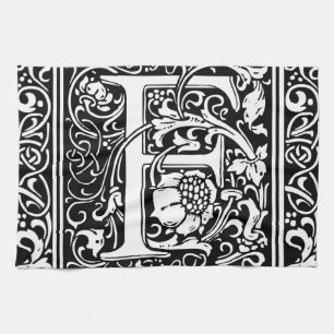 Letter F Middeleeuwse Monogram Art Nouveau Theedoek