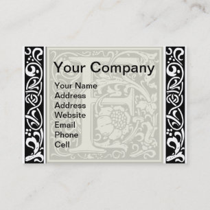 Letter F Middeleeuwse Monogram Art Nouveau Visitekaartje