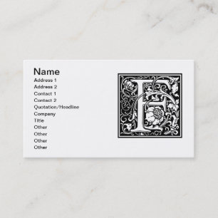 Letter F Middeleeuwse Monogram Art Nouveau Visitekaartje