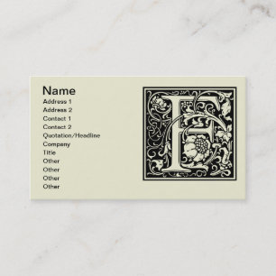 Letter F Middeleeuwse Monogram Art Nouveau Visitekaartje