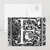 Letter F Middeleeuwse Monogram Vintage Initiaal Briefkaart (Voorkant / Achterkant)