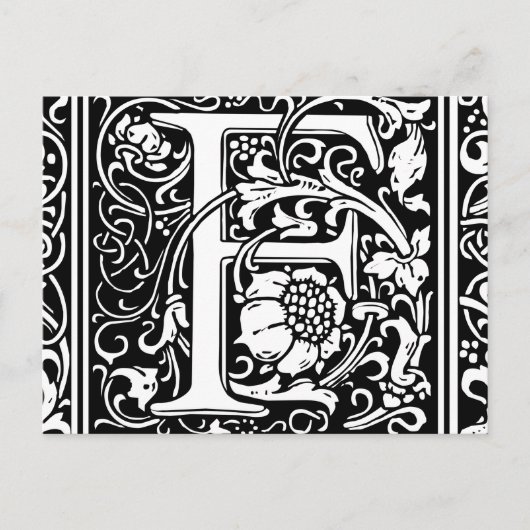 Letter F Middeleeuwse Monogram Vintage Initiaal Briefkaart (Voorkant)
