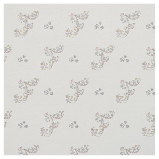 Letter F monogram bloemen tekst aangepaste stof (Swatch)