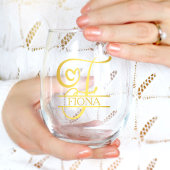 Letter F Monogram Bruidsmeisje Gift, Modern Elegan Wijnglas Zonder Voet