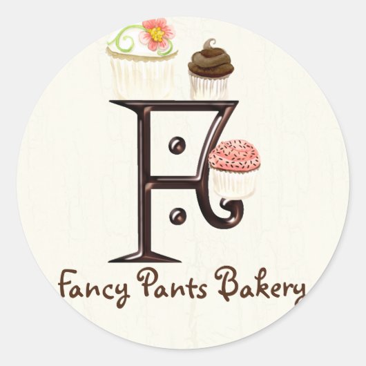 Letter F Monogram Cupcake Logo Zakelijke Stickers (Voorkant)