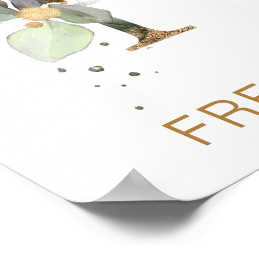 Letter F Monogram Green & gold foliage Nursery Poster (Hoek)