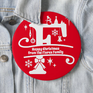 Letter F Monogram Initiaal Familienaam Greeting Ronde Button 6,0 Cm