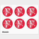 Letter F Monogram Initiaal Familienaam Greeting Ronde Sticker<br><div class="desc">Voeg een familienaam en een kerstgroet bericht toe - zie de rest van het alfabet in dit collectie en meer items met deze briefmonogrammen in mijn winkel.</div>