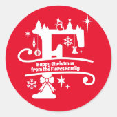 Letter F Monogram Initiaal Familienaam Greeting Ronde Sticker (Voorkant)