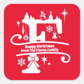 Letter F Monogram Initiaal Familienaam Greeting Vierkante Sticker (Voorkant)