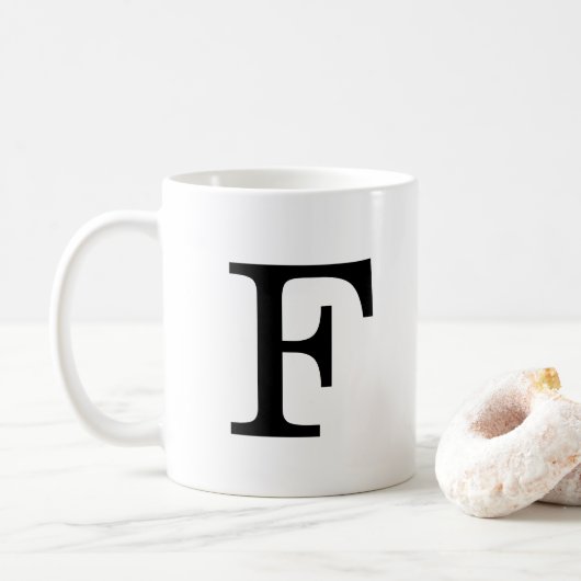 Letter F Monogram Klassieke Mok, 11 oz Koffiemok (Met donut)