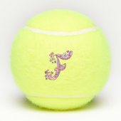 Letter F-monogram meisjes gepersonaliseerde doodku Tennisballen (Achterkant)