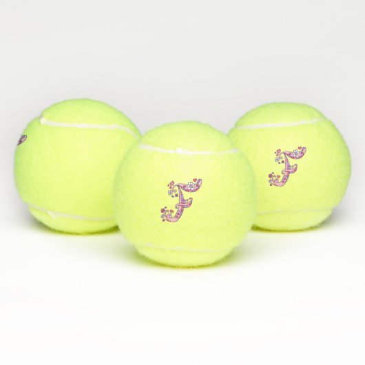 Letter F-monogram meisjes gepersonaliseerde doodku Tennisballen (Multi)