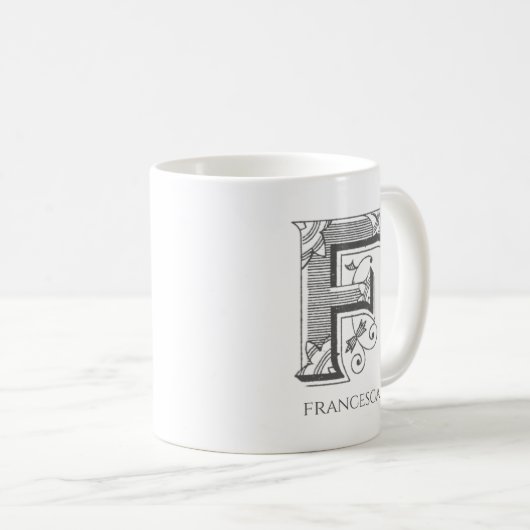 Letter F Monogram Moderne naam Koffie Mok (Voorkant rechts)