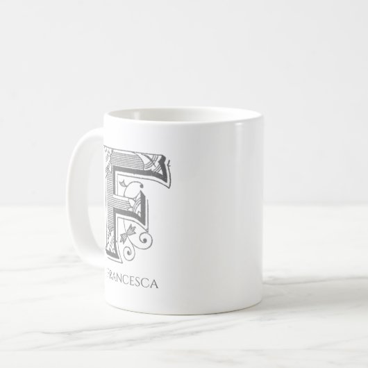 Letter F Monogram Moderne naam Koffie Mok (Voorkant links)