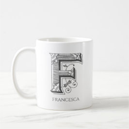 Letter F Monogram Moderne naam Koffie Mok