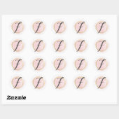 Letter F Monogram Roze Waterverf Goud Chic Ronde Sticker (Vel)