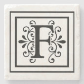 Letter F Monogram Stone Onderzetters (Voorkant)