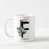 Letter F Monogram | Tropisch monstera op maat Koffiemok (Links)