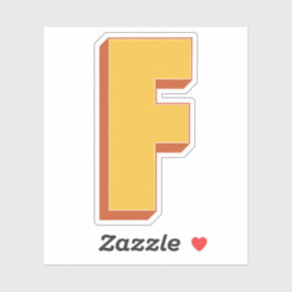 Letter F-monogram, Vet 3D-type lettertype Initiaal Sticker