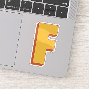 Letter F-monogram, Vet 3D-type lettertype Initiaal Sticker